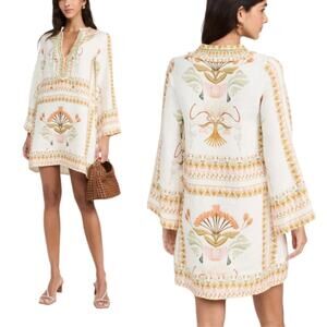 NWT Lug Von Siga Tess Ruffled Edges Long Sleeves Mini Dress Off White Size: 8